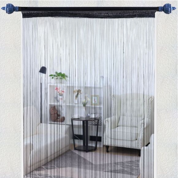 String Curtain Fringe Panel Thread Strip Backdrop Divider for Decor Black - Picture 4 of 6